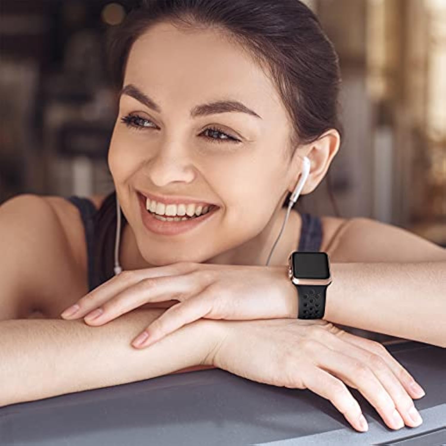 Soft Silicone Breathable Sport Bands for Apple Watch 42-49mm Black