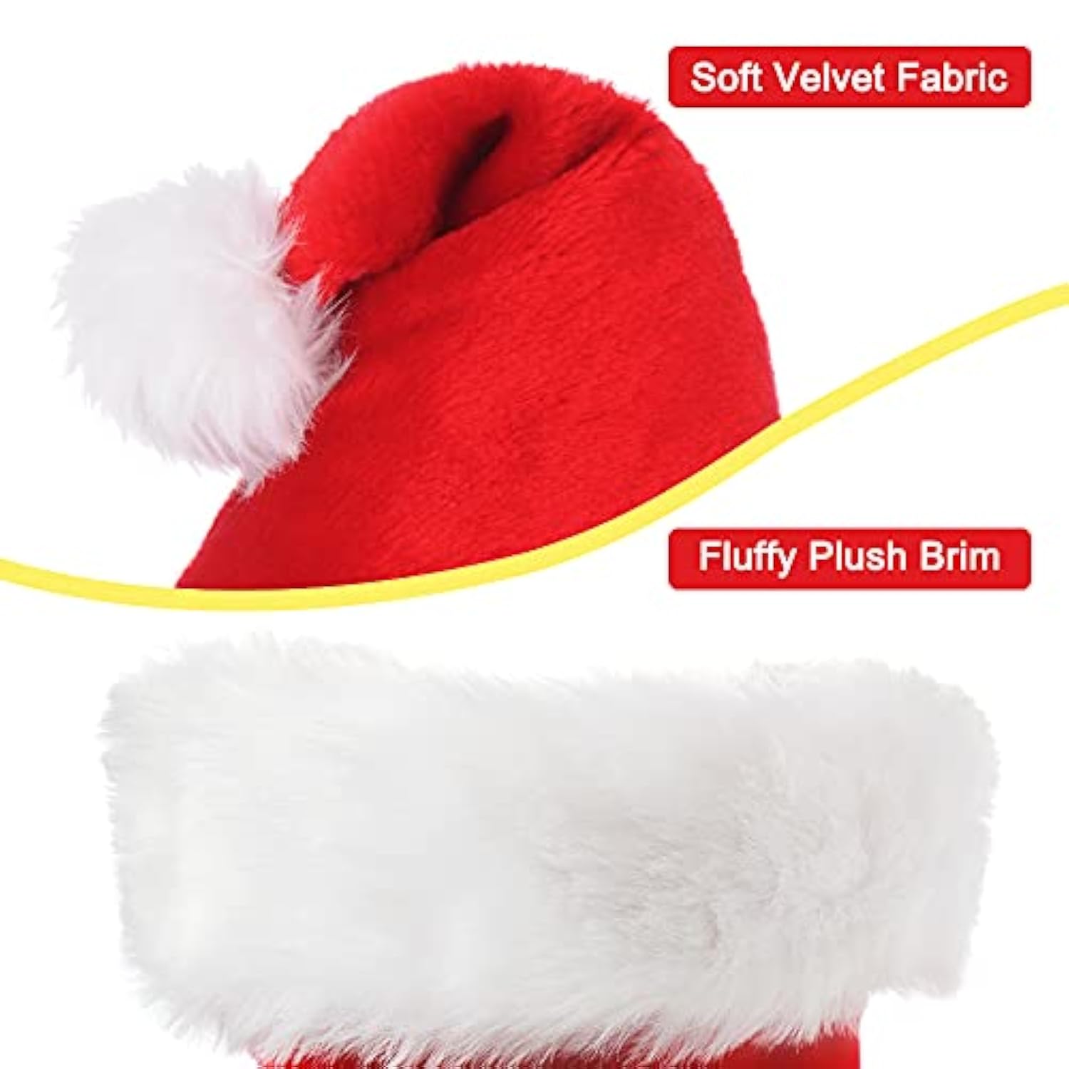 1Pack Christmas Santa Hat, Xmas Santa Claus Hat For Adults Kid Velvet Comfort Christmas Holiday Hats For Christmas