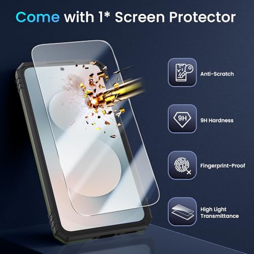 for  Galaxy S25 FE Case [HD Screen Protector] [Full Camera Lens Cover] [360°Rotated Kickstand Ring] [Heavy Duty Protection] Hard Rugged