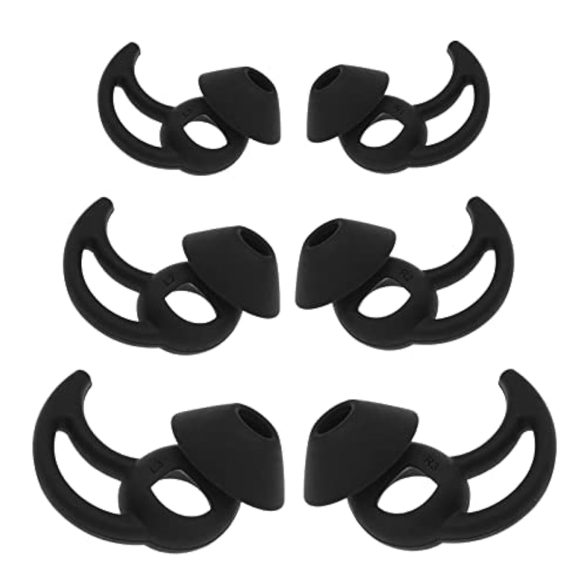 3 Pairs Earbuds Cover Silicone Earhooks Ear Loops In-Ear Earbuds Tips With Wings Compatible With Bo-Se Quietcomfort And Sport Earphones S M L Black