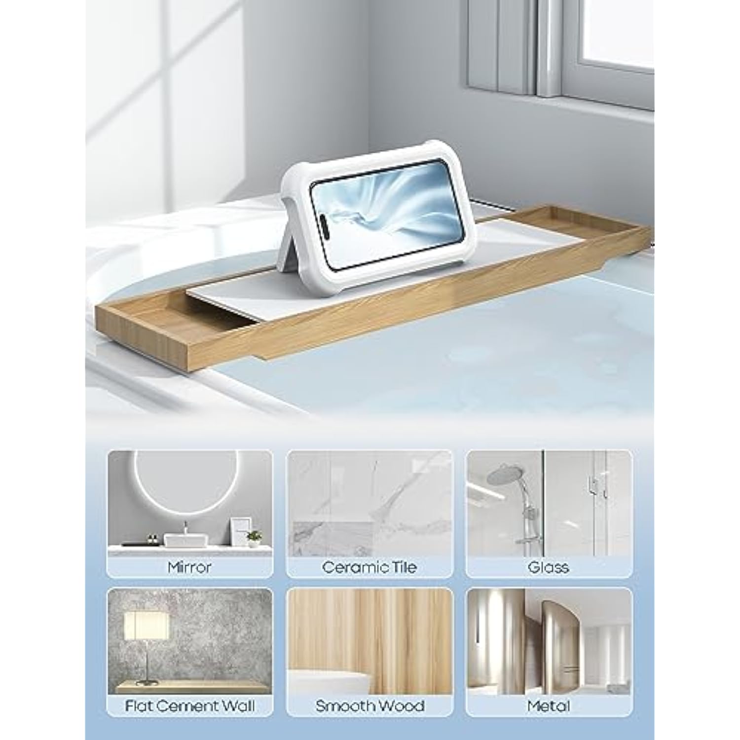 Shower Phone Holder Waterproof - 480° Rotatable Retractable Adjustable Shower Case Holder, Bathroom Wall Phone Mount Stand Water Proof Anti Fog Case, Accessories For 4-7" Cellphones