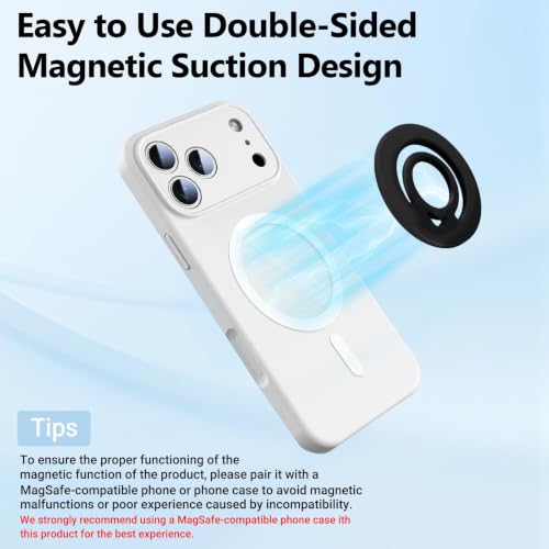 Double Sided Magnetic Silicone Ring Grip Phone Holder, Soft and Portable, Strong Magnetic Attraction, Compatible with iPhone 17/16/15/14/13/12