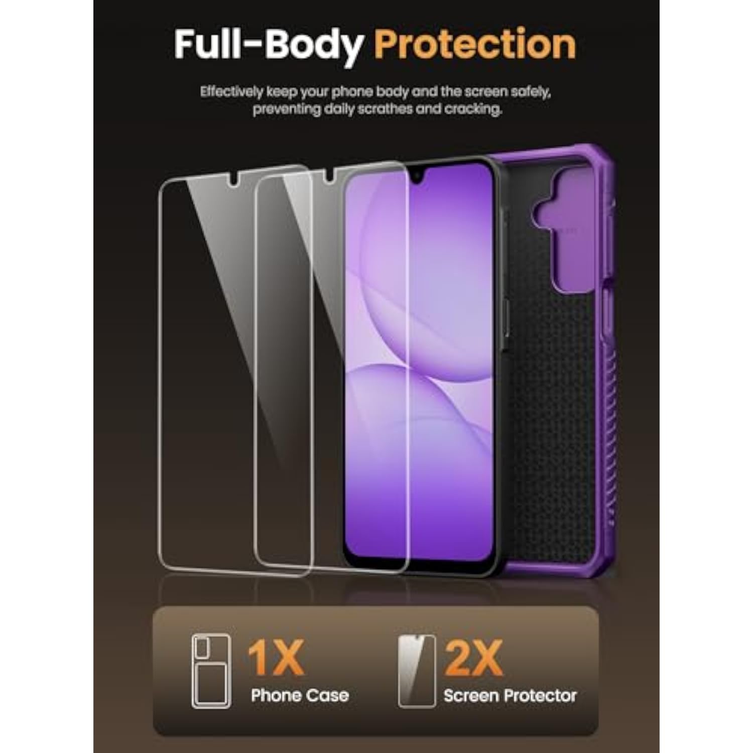 Samsung Galaxy A17 5G Phone Case with Card Holder, Dark Purple - Premium Protection and Storage