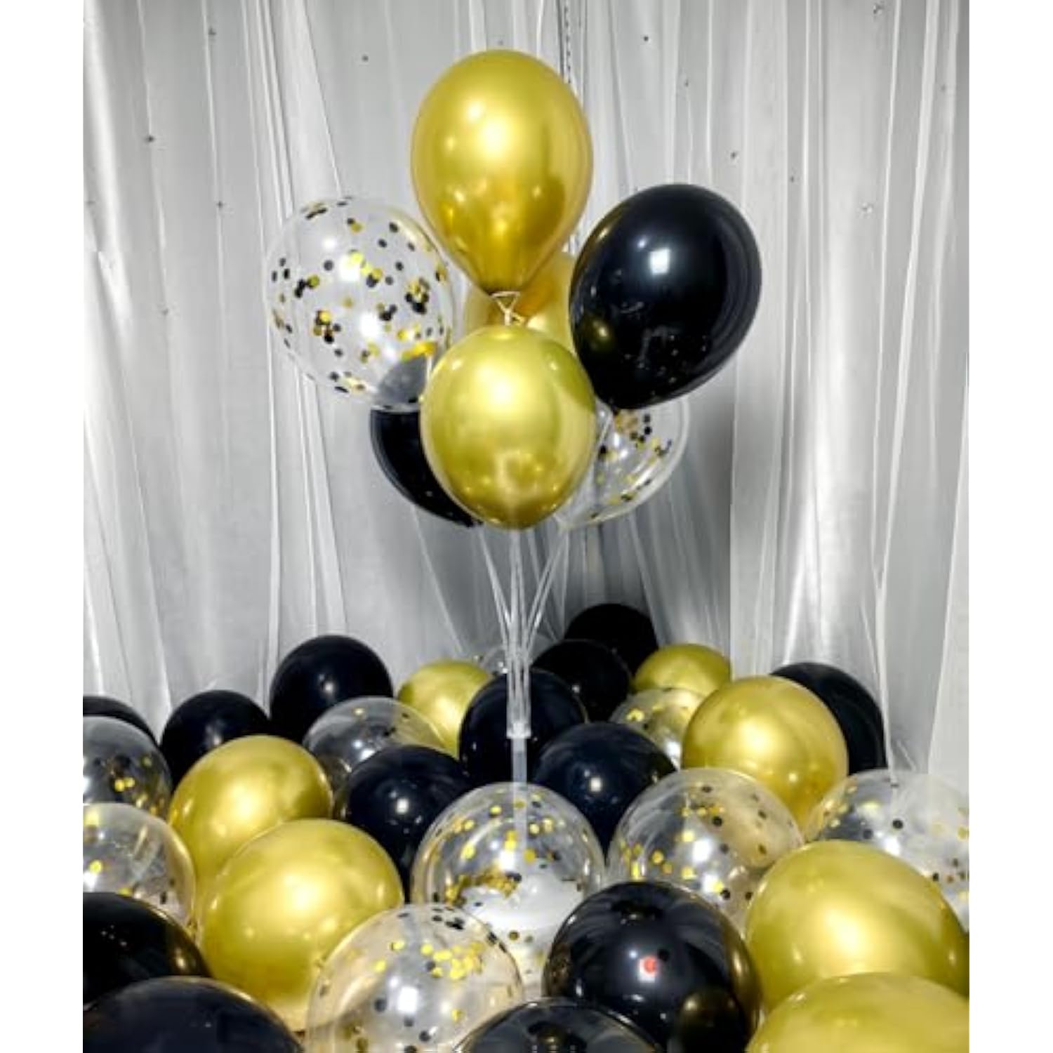 300 Pack Black And Gold Balloons 12 Inch Black Gold Confetti Balloon For Various Party Events Decorations