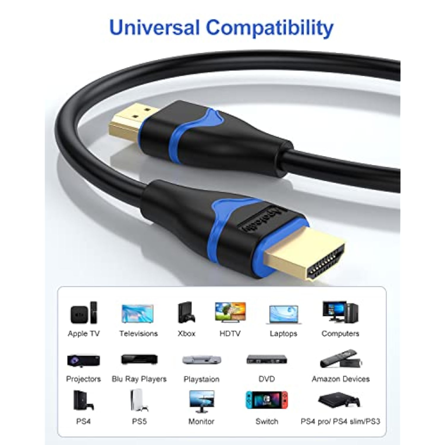 4K Hdmi Cable 6.6Ft 2-Pack, Hdmi To Hdmi Cable High Speed Hdmi Cord 2.0 Ultra