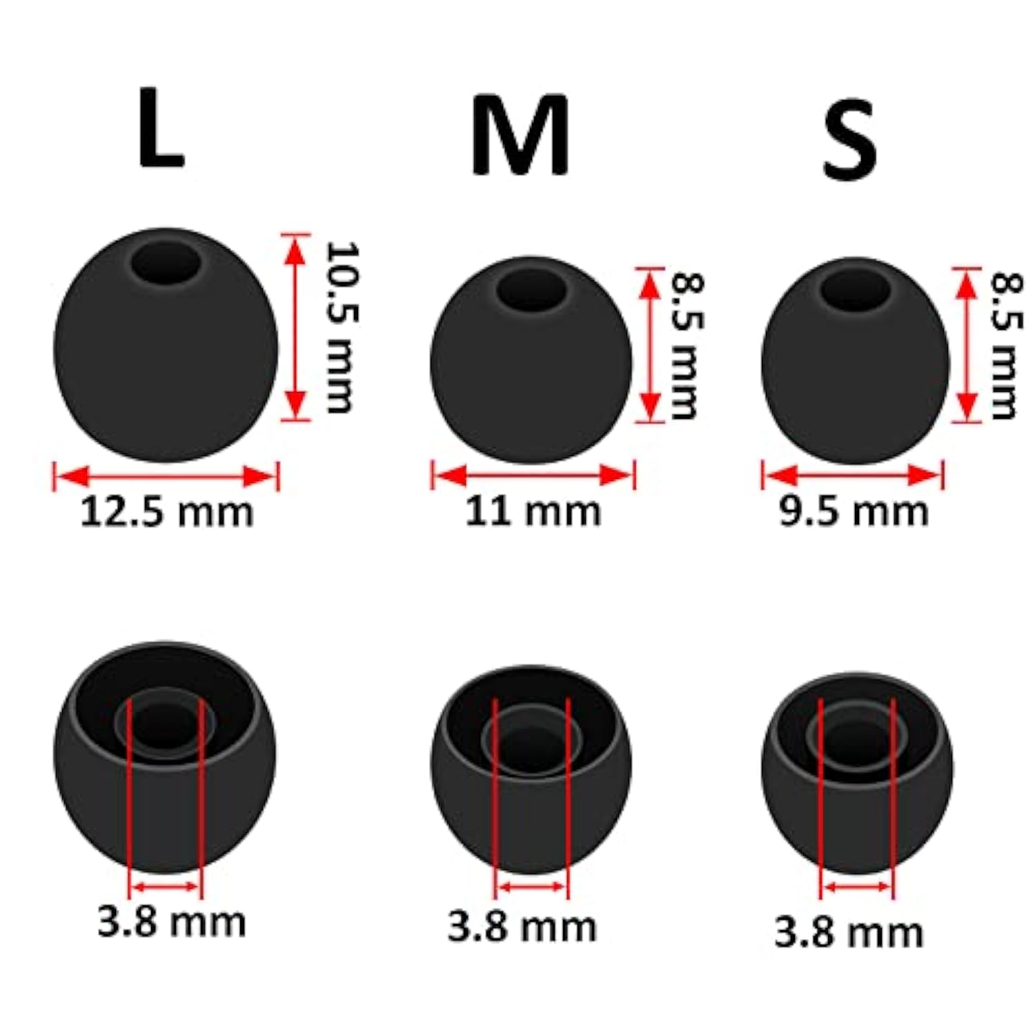 Wf-C500 Case Ear Tips Kit, Silicone Soft Cover 6 Pairs Replacement Eartips With Carabiner Accessories Set Compatible With Sony Wf-C500 Black