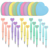 30Pcs Valentine Ballpoint Pens With Love Heart Sticky Notepads Mixed 5 Colors Stationery Gift Set For Wedding Anniversary Party Home Office Supplies
