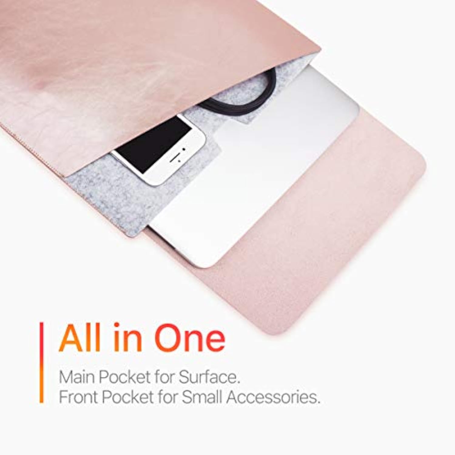 13.5" Sleeve For 13.5 Inch Microsoft Surface Laptop 5/4/3/2/1(2022/2021/2019/2018/2017 Released) Protective Soft Sleeve Case Cover Bag With Safe Interior And Exterior Mouse Pad, Pink