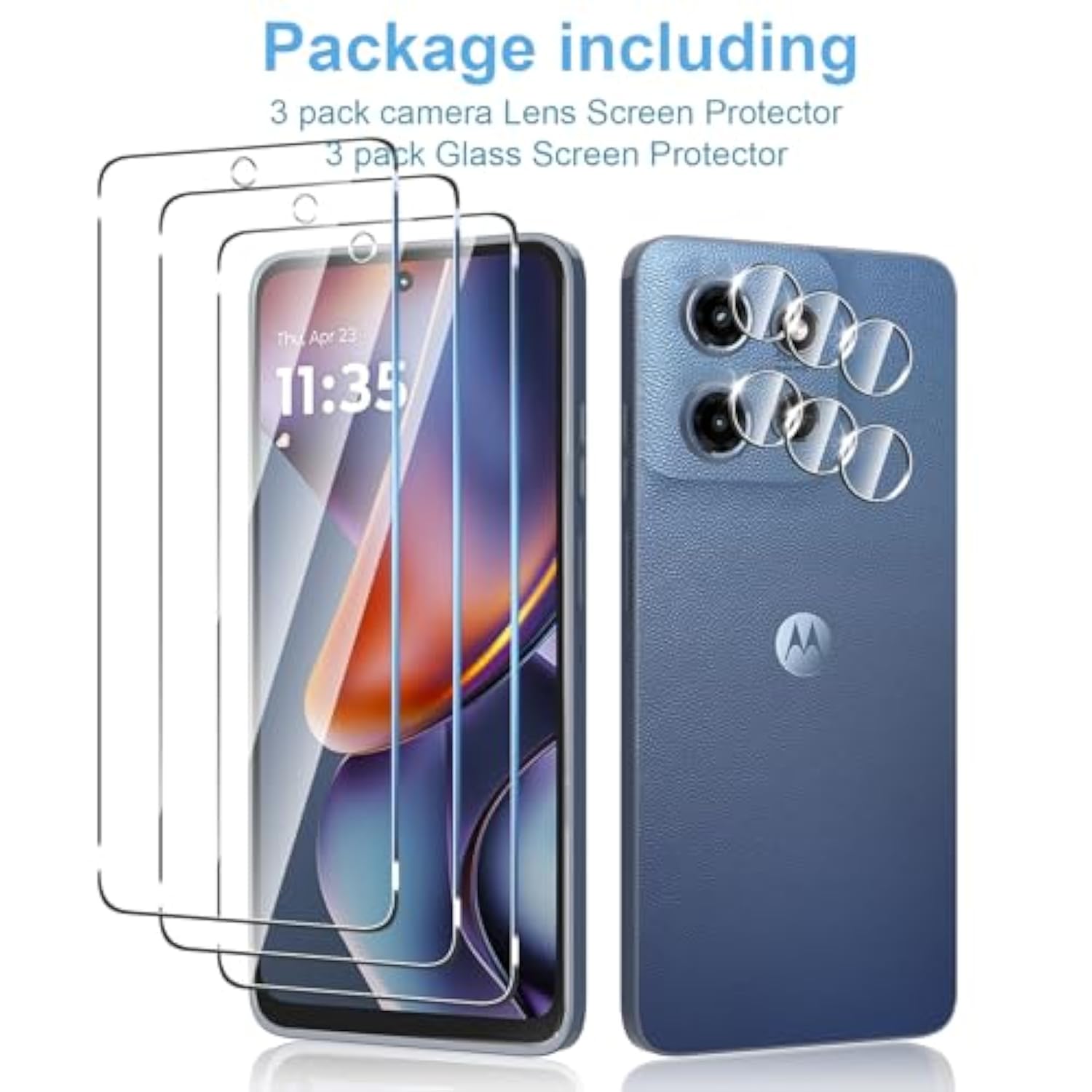 3-Pack Screen and Camera Lens Protector for Moto G 2025 9H Bubble-Free
