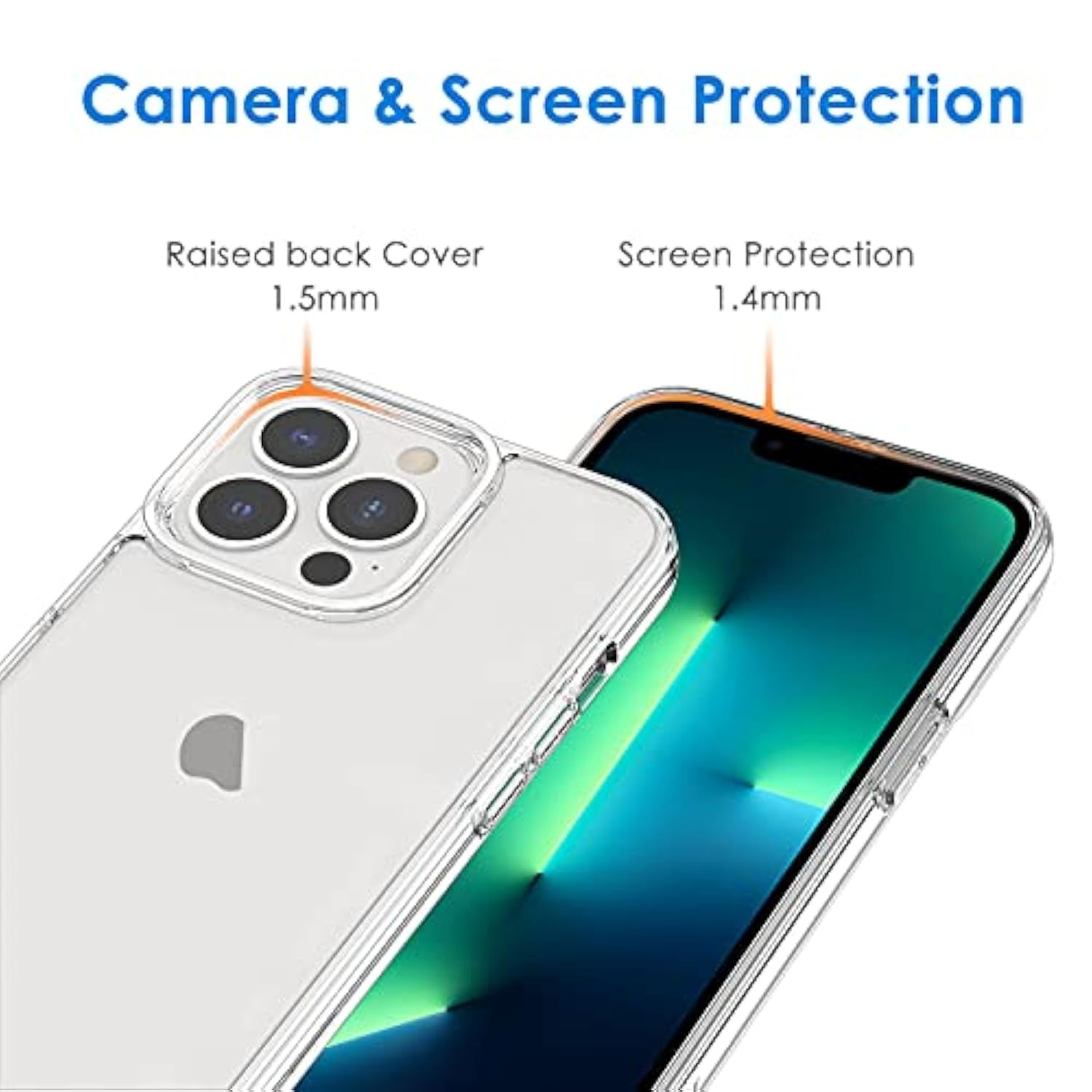 Jetech Case For 13 Pro 6.1-Inch, Non-Yellowing Shockproof Phone Bumper Cover, Anti-Scratch Clear Back (Clear)