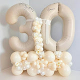40 Inch Cream Number 30 Balloon, Beige Large Self Inflating Foil 3 & 0 Balloons For Women Men 30Th Birthday Decorations 30 Helium Balloon Numbers For 30 Year Old Anniversary Baby Shower Party Supplies