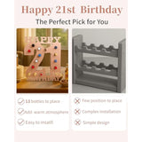 21St Birthday Mini Wooden Liquor Bottle Display Shelf 21St Birthday Decorations For Her Unique Birthday Gifts (Pink)