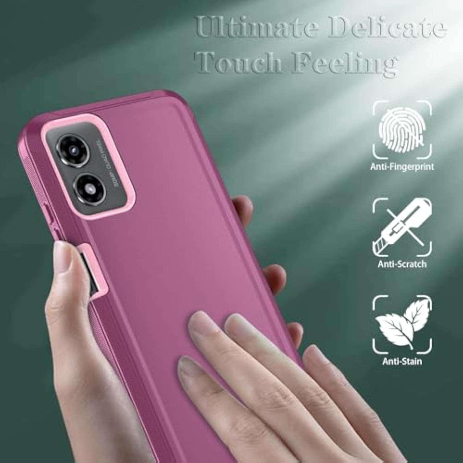 Motorola Moto G 2024 3-Layer Case, Wine Red and Pink Color Options