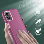 Phone Case For Motorola Moto G Play 2024 4G Case With Hd Screen Protector, Heavy Duty Shockproof & Dropproof 3-Layer Cover Phone Case For Moto G Play 2024 (Winered Pink)