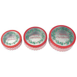 Christmas Holiday Cookie Tin Containers With Window, 3Pc Nested Set, Holiday Cookie Tins With Lid For Gift Giving, Cookie, Treats, Cookies Party Favor And Gifts (Merry Christmas, Round Shape)