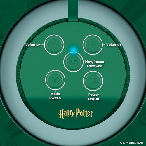 Harry Potter Slytherin Wireless Bluetooth Speaker, IPX4 Water Resistant, 3 Hr Playtime, FM Radio + SD Slot, Officially Licensed