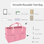 Art Organizer Craft Storage Tote Bag With Pockets And Hadles, Oxford Fabric Carrying Caddy For Teacher, Officer, Artist, Traveler, And More – Pink