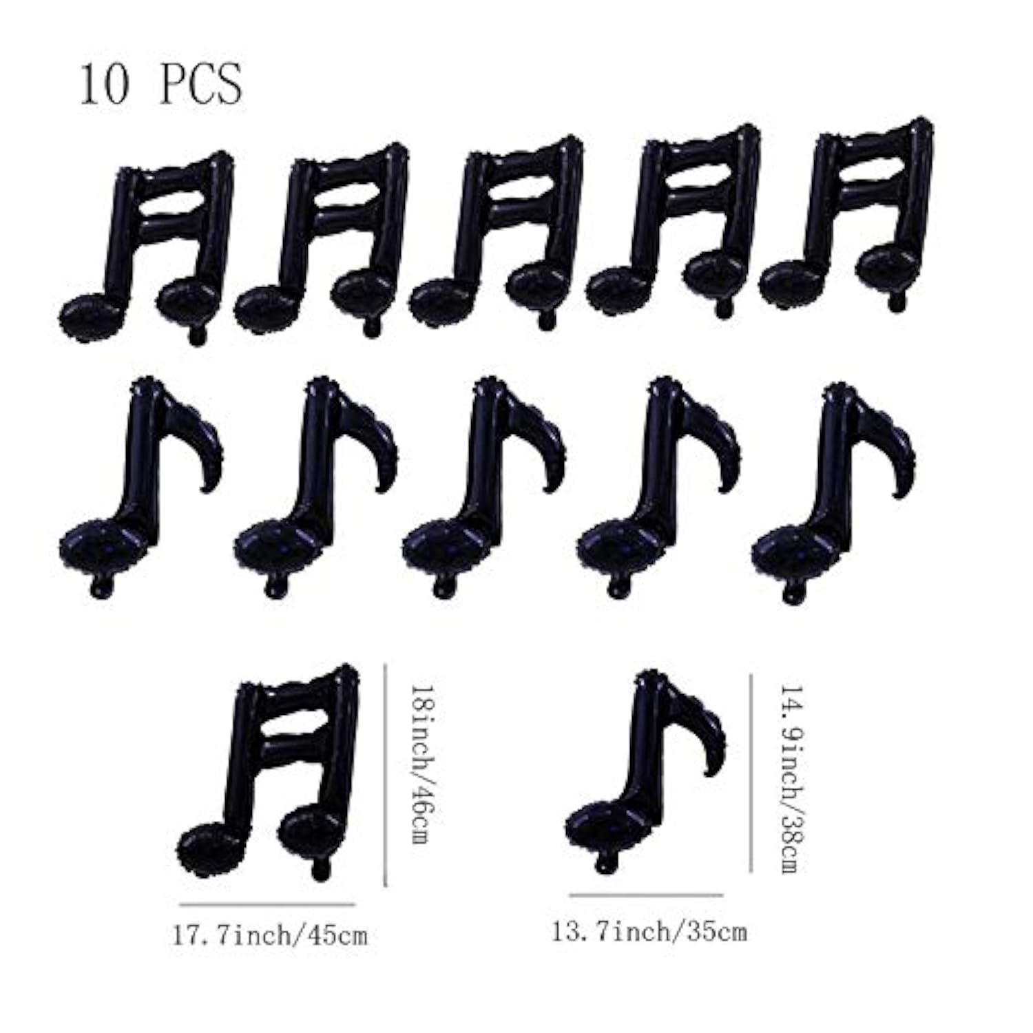 10 Pcs Music Note Black Balloons - 17 Inch Happy Birthday Banner - Use For Birthday, Baby Shower, Outdoor & Home Parties