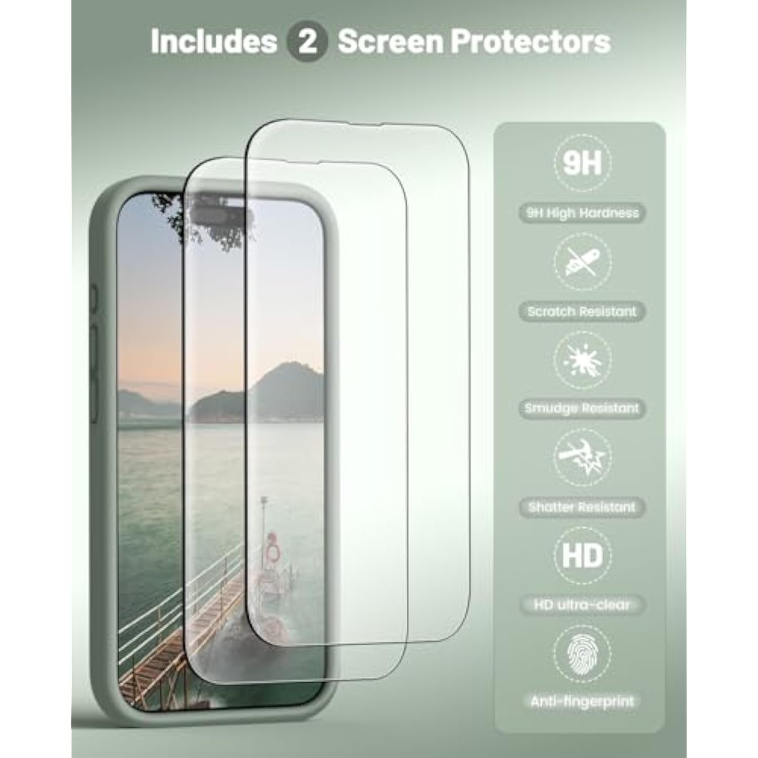 Magnetic For Iphone 15 Pro Case Compatible With Magsafe, [Full Camera Protection][Screen Protector] Full-Body Silicone Shockproof Phone Case For Iphone 15 Pro 6.1" (Calke Green)