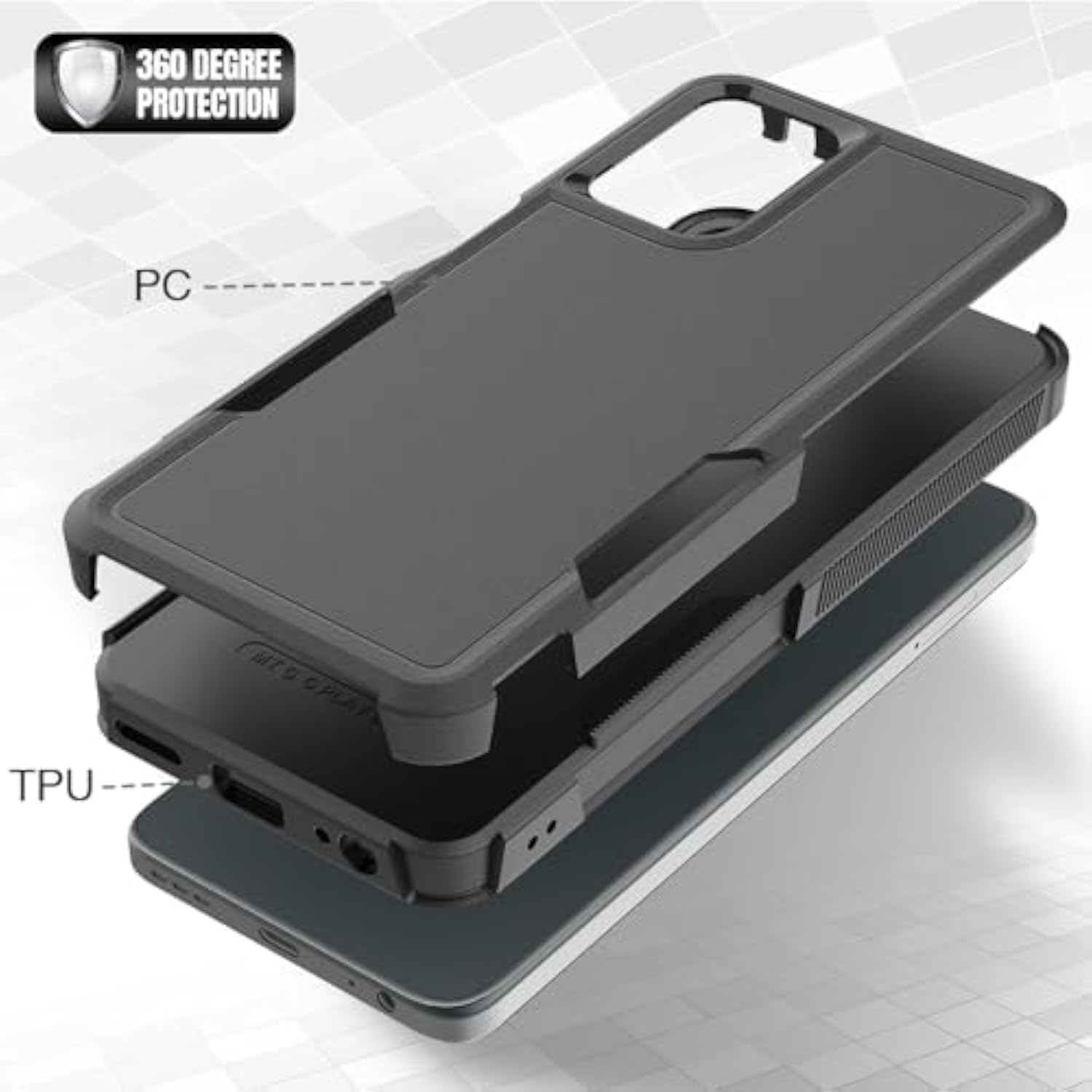 Dual Layer Protective Heavy Duty Cell Phone Cover for Motorola Moto G 5G 2024 - Military Protection Bumper Tough with HD Screen Protector, Black