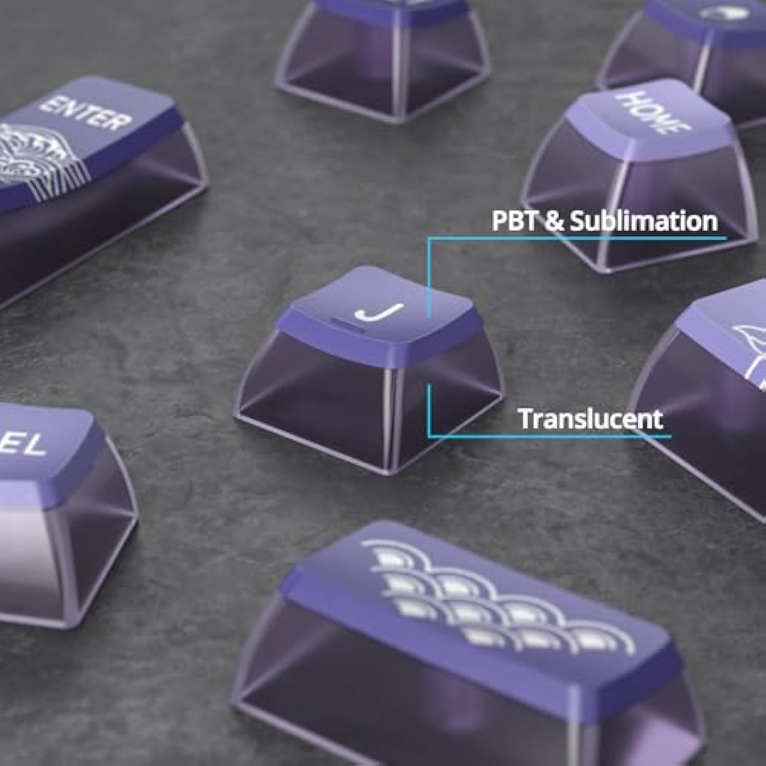 Pudding Pbt Keycaps For 75 Percent Keyboard, 120-Keys Transparent Keycaps Asa
