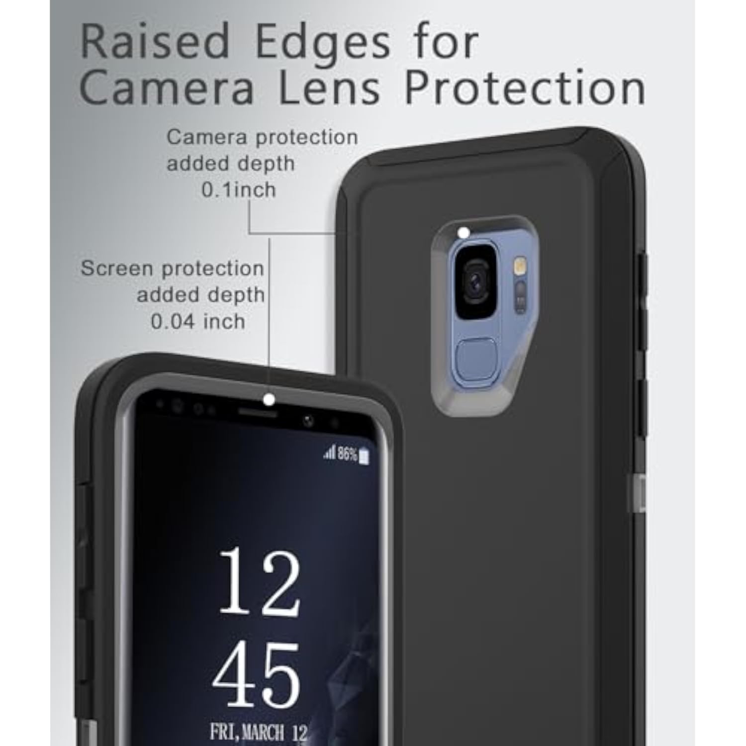 Heavy Duty Protective Case for Samsung Galaxy S9, 5.8 Inch, Black/Gray