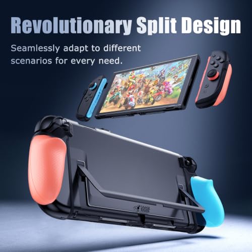 by & Co. FissionGrip: Dockable Split Protective Case for Nintendo Switch 2 (2025), Slim PC Shell with Detachable Grip Cover -Black
