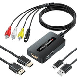 HDMI to S Video RCA Converter, 1080P HDMI to AV Composite S-Video 2 in 1 Converter for DVD/STB/PS3/PS4 to Display on Older TV with Svideo/RCA