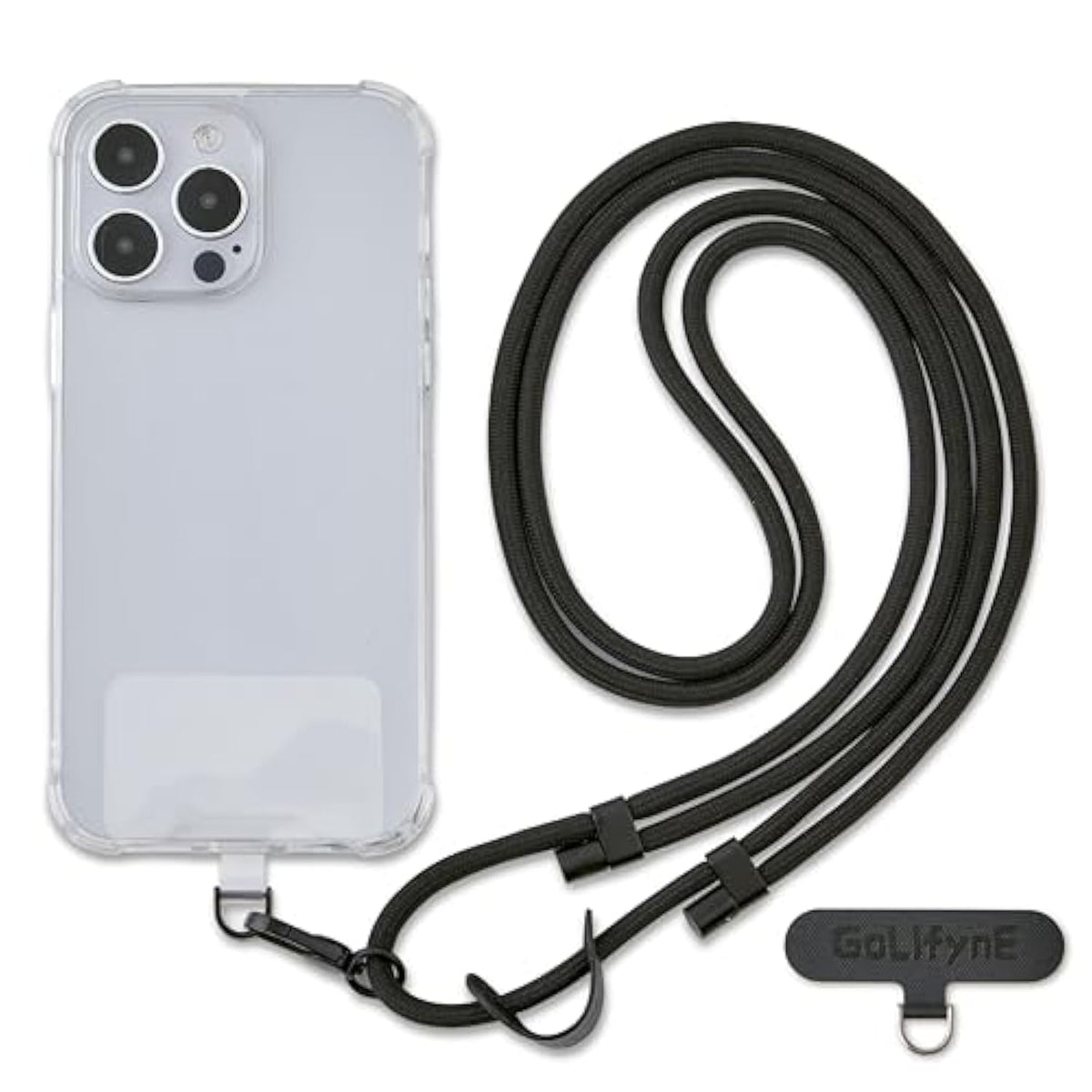 Universal Phone Lanyard Adjustable Crossbody Strap for iPhone 16 Pro Max Black