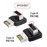 2Pcs Overmold Usb 3.1 Front Panel Header Male To Female Type-E Motherboard Ext