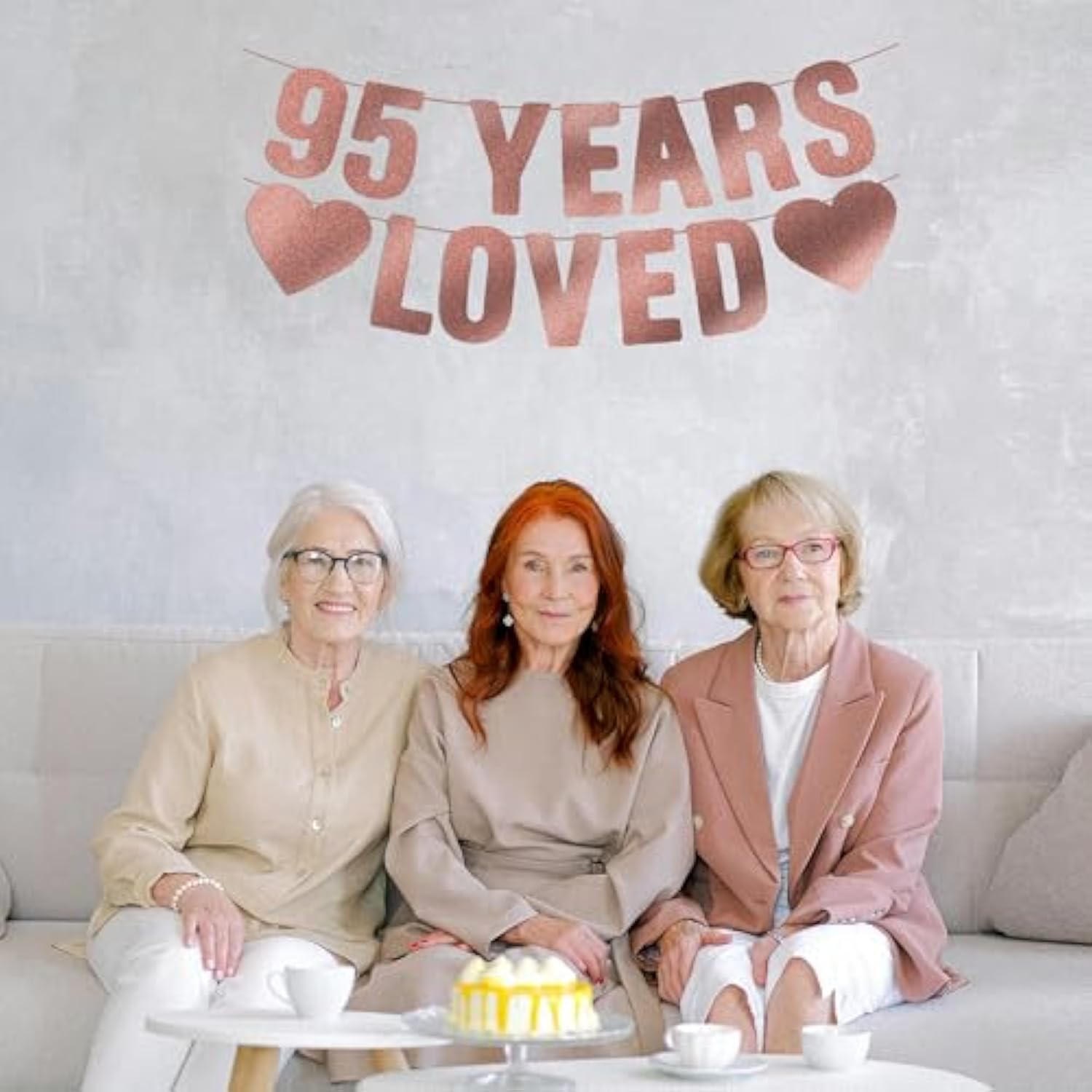 Pre-Strung 95Th Birthday Banner - Rose Gold Glitter, Happy 95Th Birthday Party Decorations For Women, Funny Ninety-Five Anniversary Decor Bday Sign Gifts