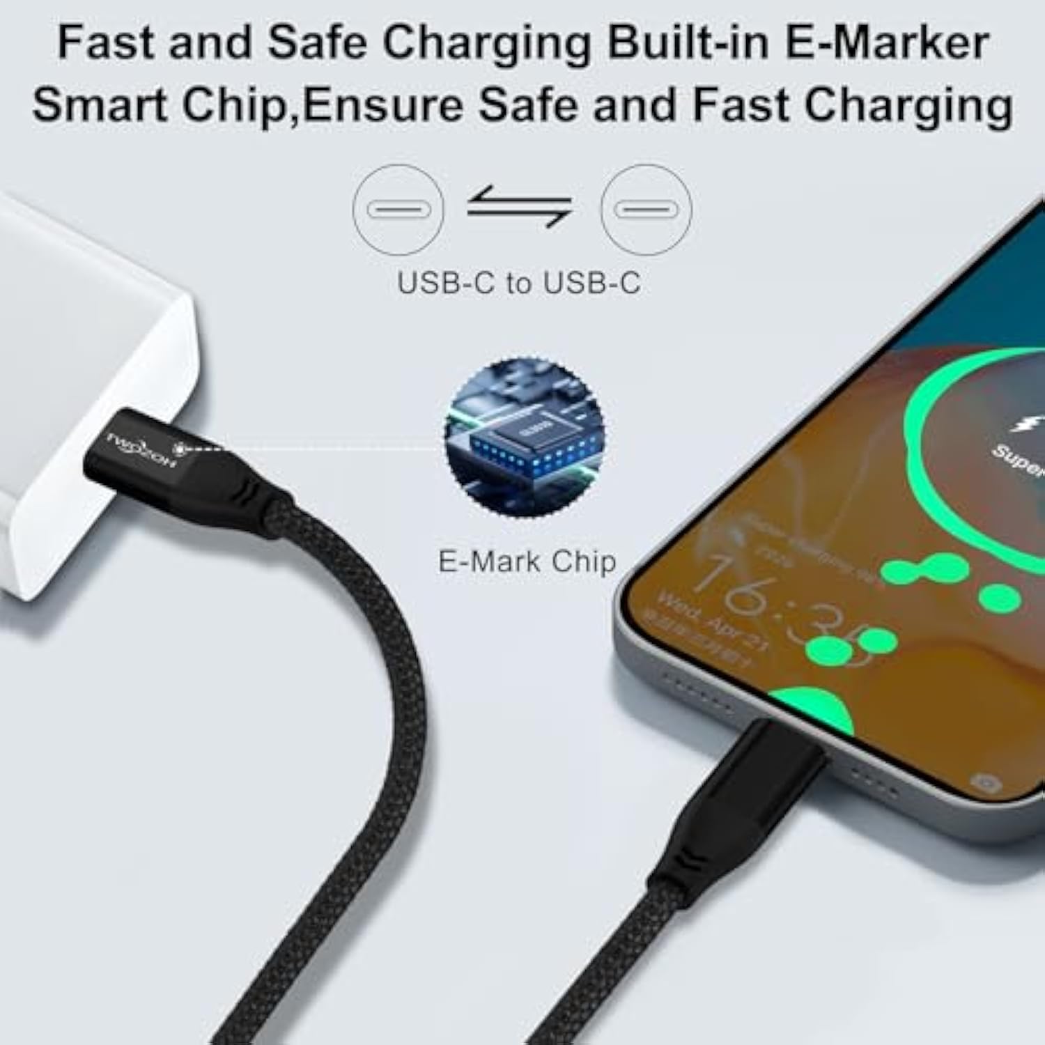 4K Usb C Cable 100W 15Ft (All-In-One), Usb 3.2 Gen 2 X 2 20Gbps Data Transfer