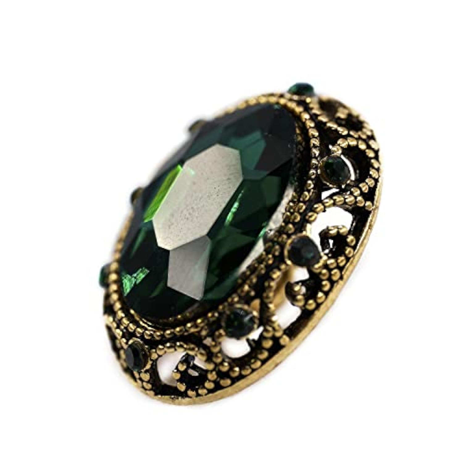 10 Pcs Whole Oval Cut Green Rhinestone Vintage Copper Hollow Metal Sha