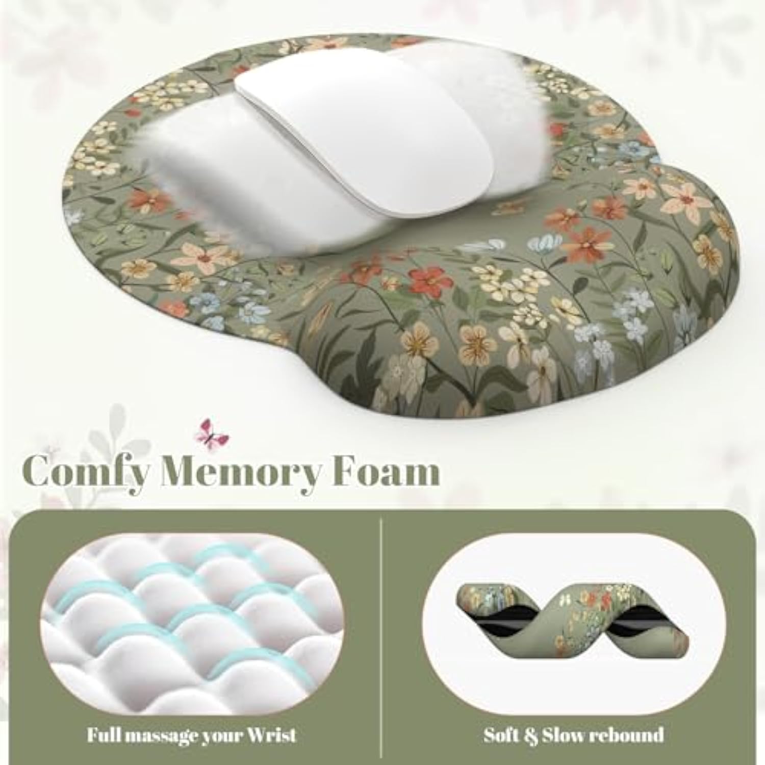 Desk Mat Set, Desk Mat With Wrist Support Stitched Edges, Large Mouse Pad With Wrist Rest, Mouse Pad For Computer Keyboard Home Office Women (Green)