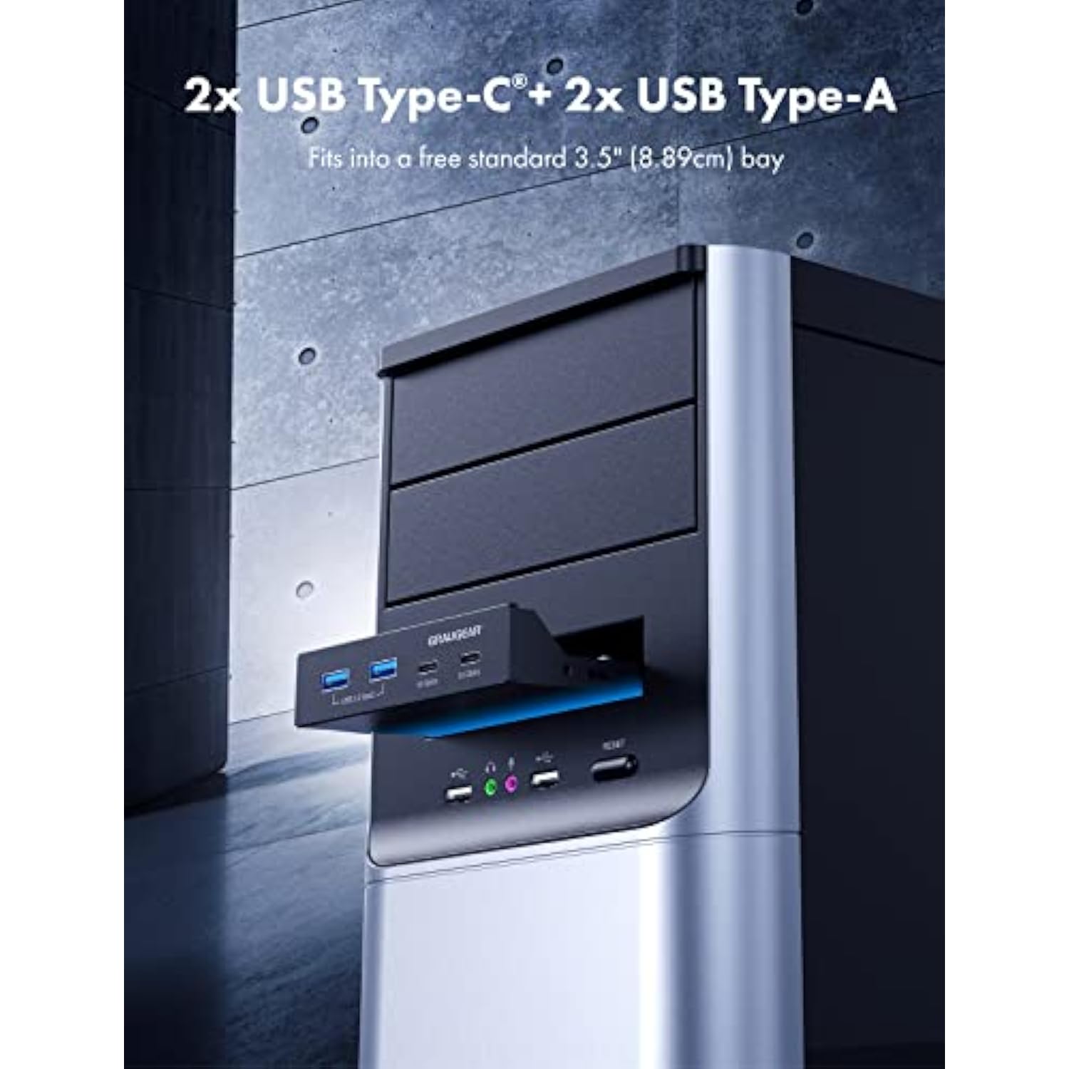 3.5 Inch Front Panel Hub, 4 Ports Internal Metal Usb Hub, 2 Usb-C 10Gbps And 2