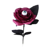 6 Pieces Halloween Faux Rose With Eyeballs Artificial Flowers Roses With Eyeball Halloween Simulation Flower Fake Rose Flowers Artificial Rose Bouquet For Halloween Cosplay Party, Red