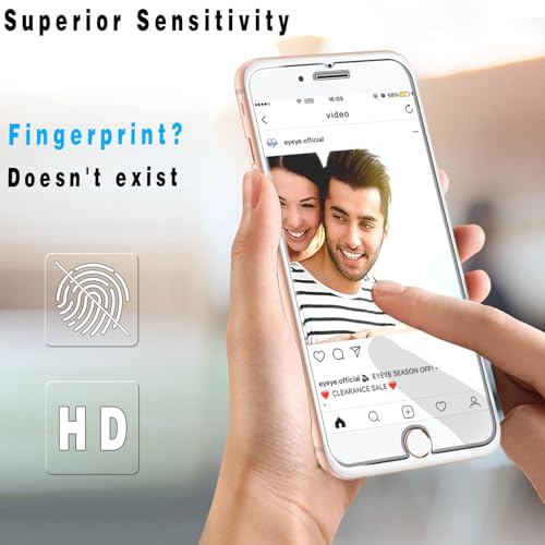 (3 Pack Screen Protector for iPhone 8 Plus, 7 Plus, 6S Plus, 6 Plus Tempered Glass, Easy to Install, Bubbles Free, Anti-Scratch, Case Friendly