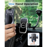 Solid Car Truck Phone Mount Holder With 14-Inch Gooseneck Long Arm, Windshield Window Mobile Holders W/Industrial-Strength Suction Cup, Anti-Shake Stabilizer Compatible All Cell Phones Iphone