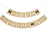 Happy Father's Day Banner Fathers Day Bow Tie Burlap Hanging Banner Garland Rustic Party Decoration for Dad Daddy Birthday Indoor Outdoor Mantel Fireplace Decor Supplies