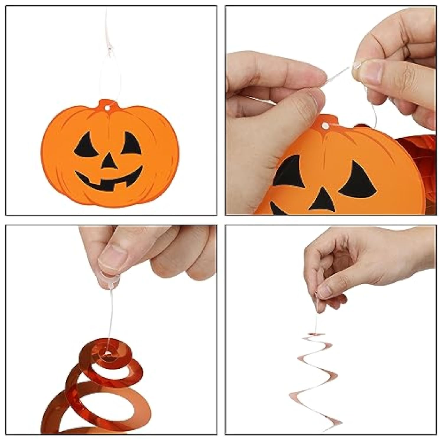 60PCS Halloween Pumpkin Party Swirls Decorations, Black & Orange Hanging Decor