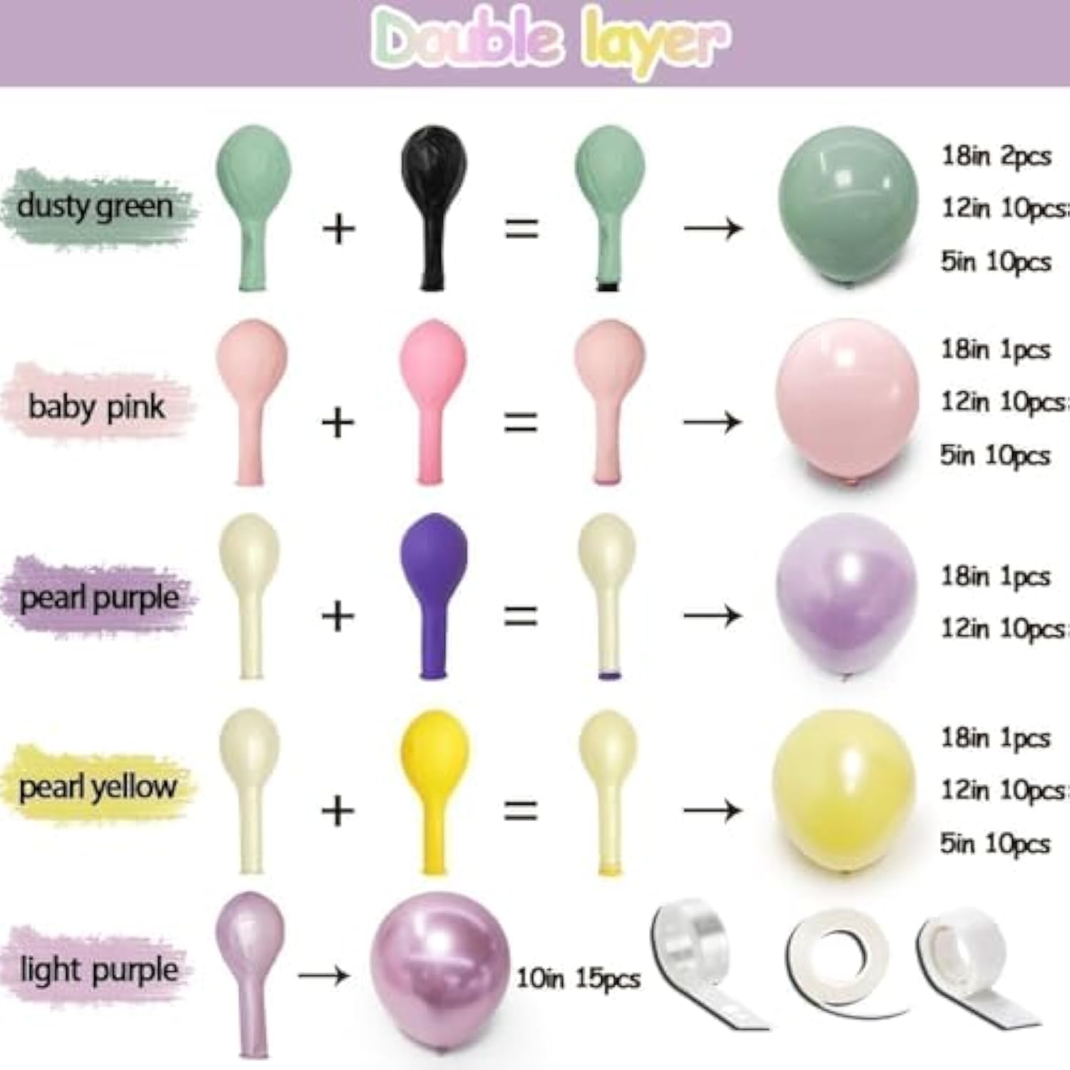 Green Pink Balloon Arch Kit Double Stuffed Light Pastel Purple Yellow Pearl Balloon Garland For Spring Flower Birthday Baby Bloom Fairy Party Decorations