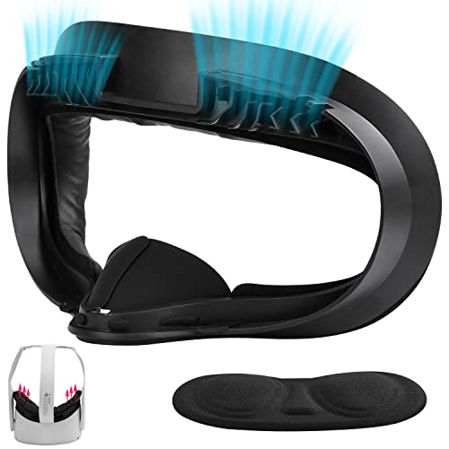 Face Cushion Pad Compatible With Quest 2 Accessories (Upgraded Version), Comes 2 Fitness Facial Interface Foam Replacement, And Lens Protector, Air-Circulation Design