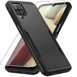 For Galaxy A12 Case, With Screen Protector, Heavy-Duty Tough Rugged Slim Shockproof Protective Case For Samsung A12, Black
