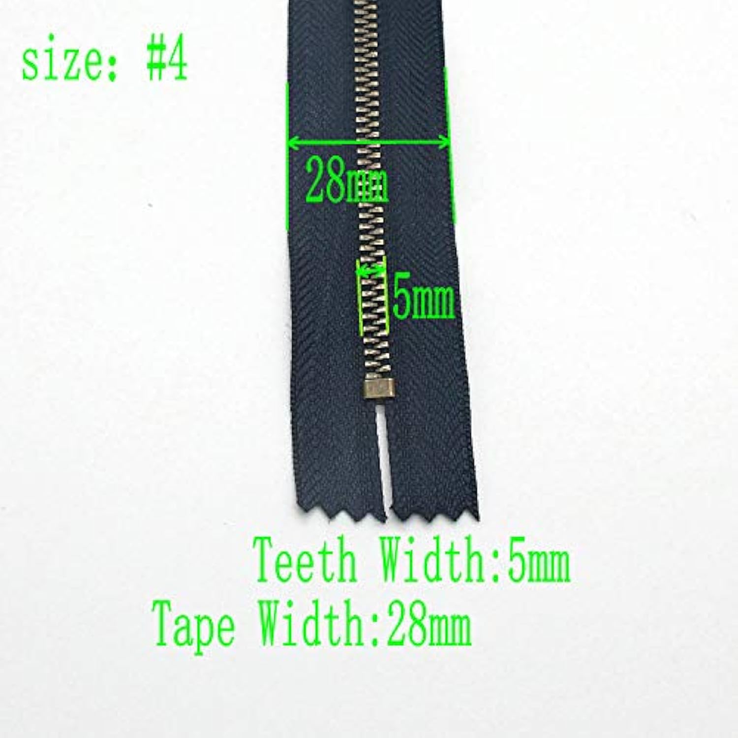 4# Black Brass Zipper 5 Inch Jeans Zippers 12.7 Cm Close End Metal Zip
