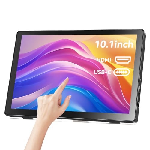 Small Touchscreen Monitor 10.1Inch,1366X768P Touch Screen 60Hz 400Cd/M² 99% Srgb Hdmi Usb-C Travel Portable Monitor For Switch Xbox Ps4/5 Laptop Raspberry Pi