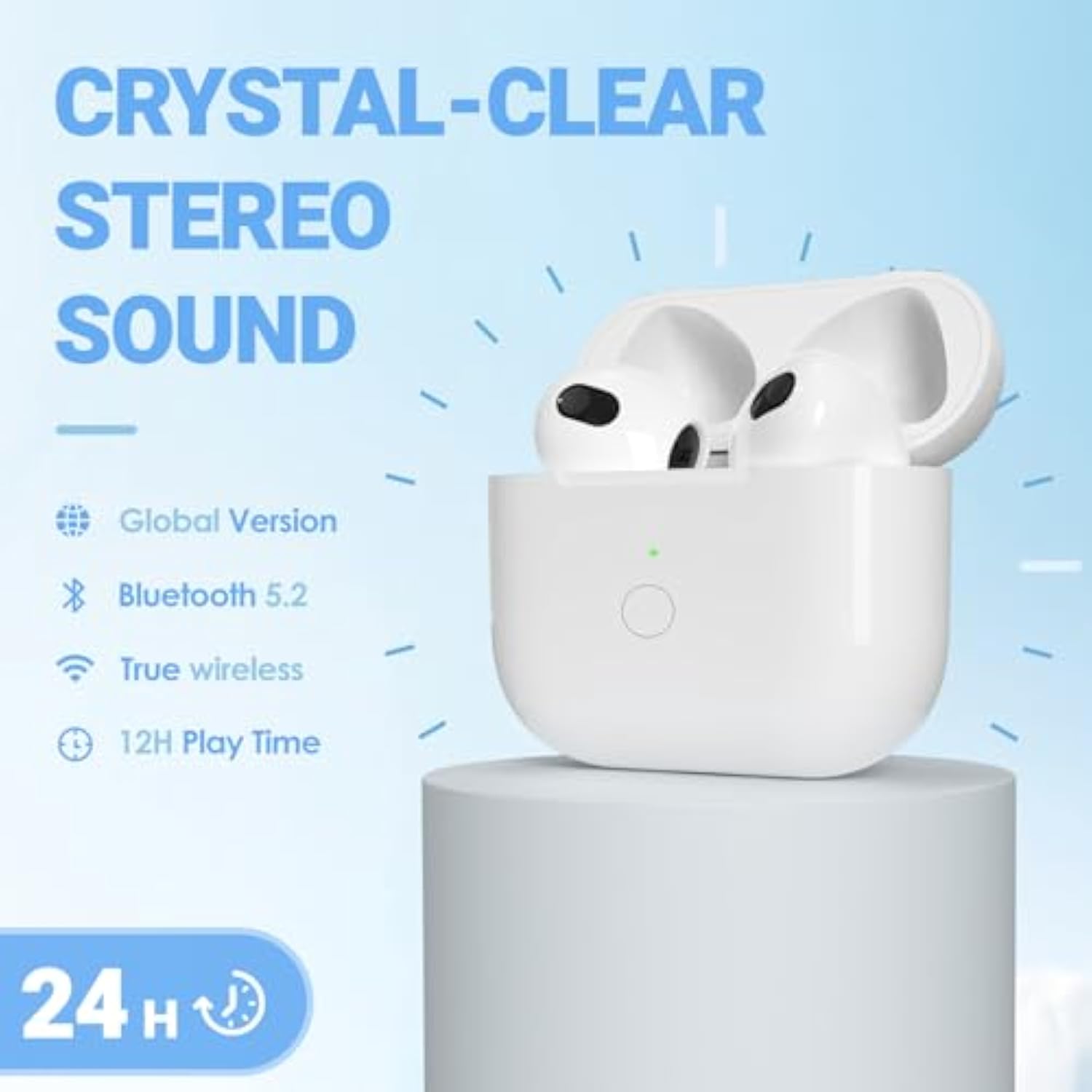 Wireless Charging Case For Airpods 3 Gen, Compatible With Airpods 3Rd Generation Replacement Cases Air Pods 3 (Earbuds Not Included)