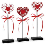3 Pieces Valentine'S Day Table Decorations Wooden Heart Set,Rustic Valentine'S Day Tiered Tray Decor For Home Tables (Classic)