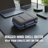 Hard Shell Electronics Organizer Travel Case With 2 Adjustable Cable Bag Dividers, 3 Zipper Pouches And Elastic Cable Loops - Compact And Protective Charger & Travel Cord Organizer