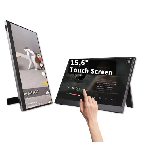 15.6 Inch Portable Monitor Touchscreen With Stand, Portable Travel Monitor 1080P Ips/Hdr Laptop Screen Extenderfor Gaming And Computer Display, Compatible With Laptop Pc Phone Ps4/Ps5 Switch