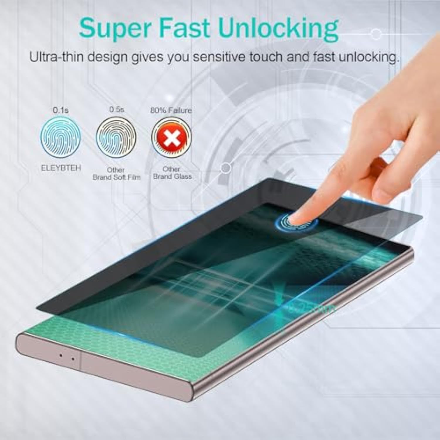 [2 Pack For Samsung Galaxy S24 Plus Privacy Screen Protector With [3S Foolproof Installation Tray], Tempered Glass, [Auto Dustfree], Case Friendly, Anti Scratch, Anti Spy, Bubble Free